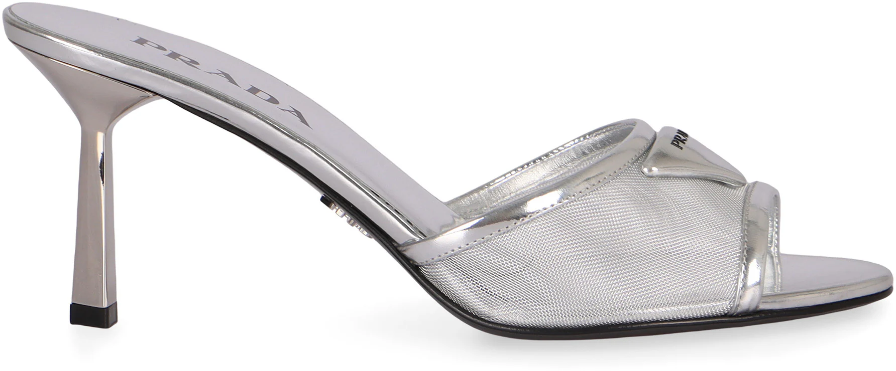 PRADA 85 Geometric-heel Sandals in Satin - Image 2
