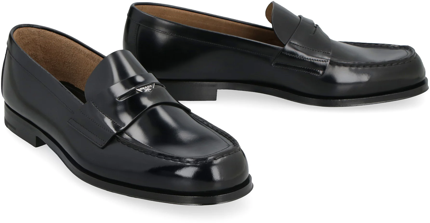 Prada Brushed Leather Penny Loafers for Men - Image 3