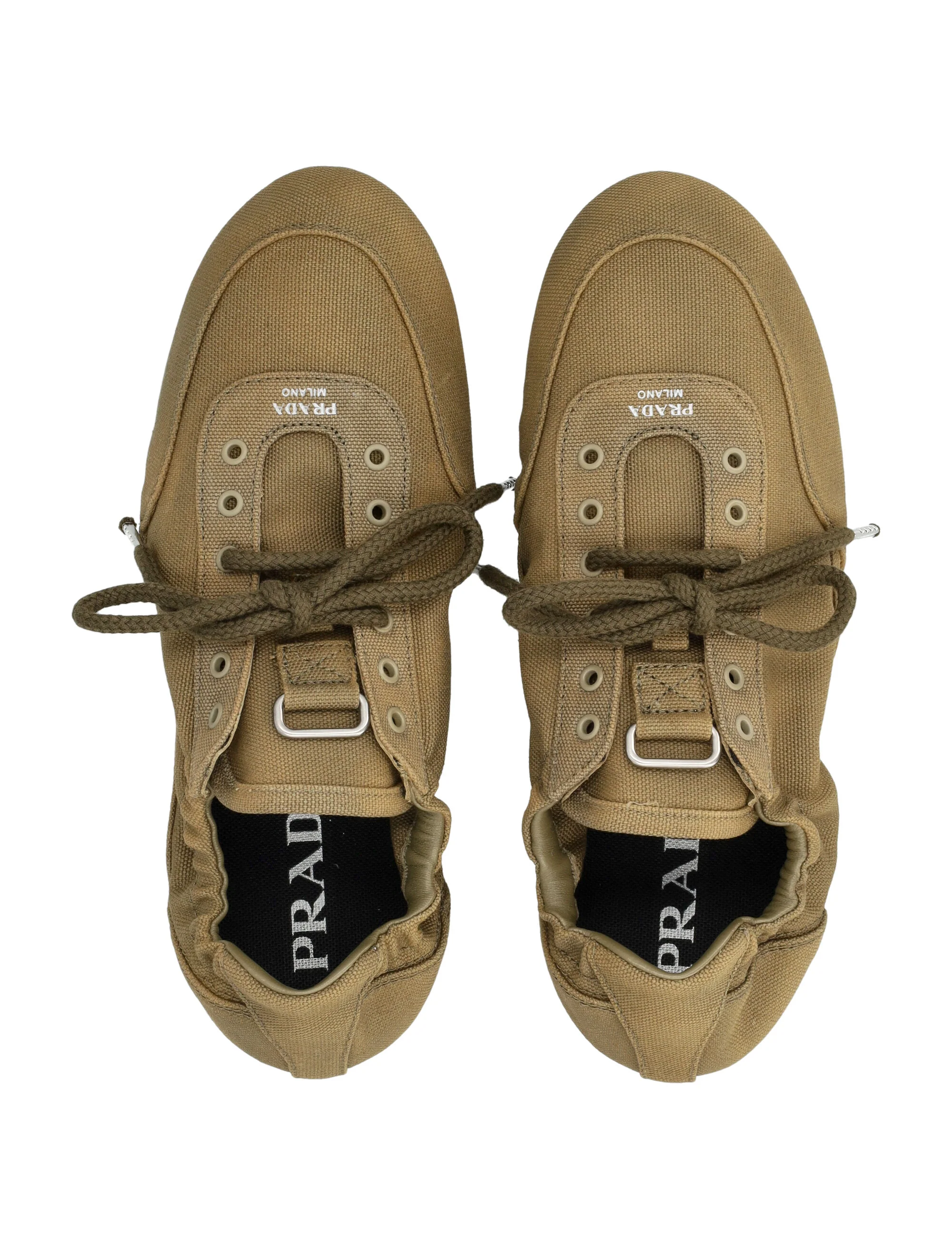 Prada Vintage-Finished Canvas Sneakers for Women - Image 2