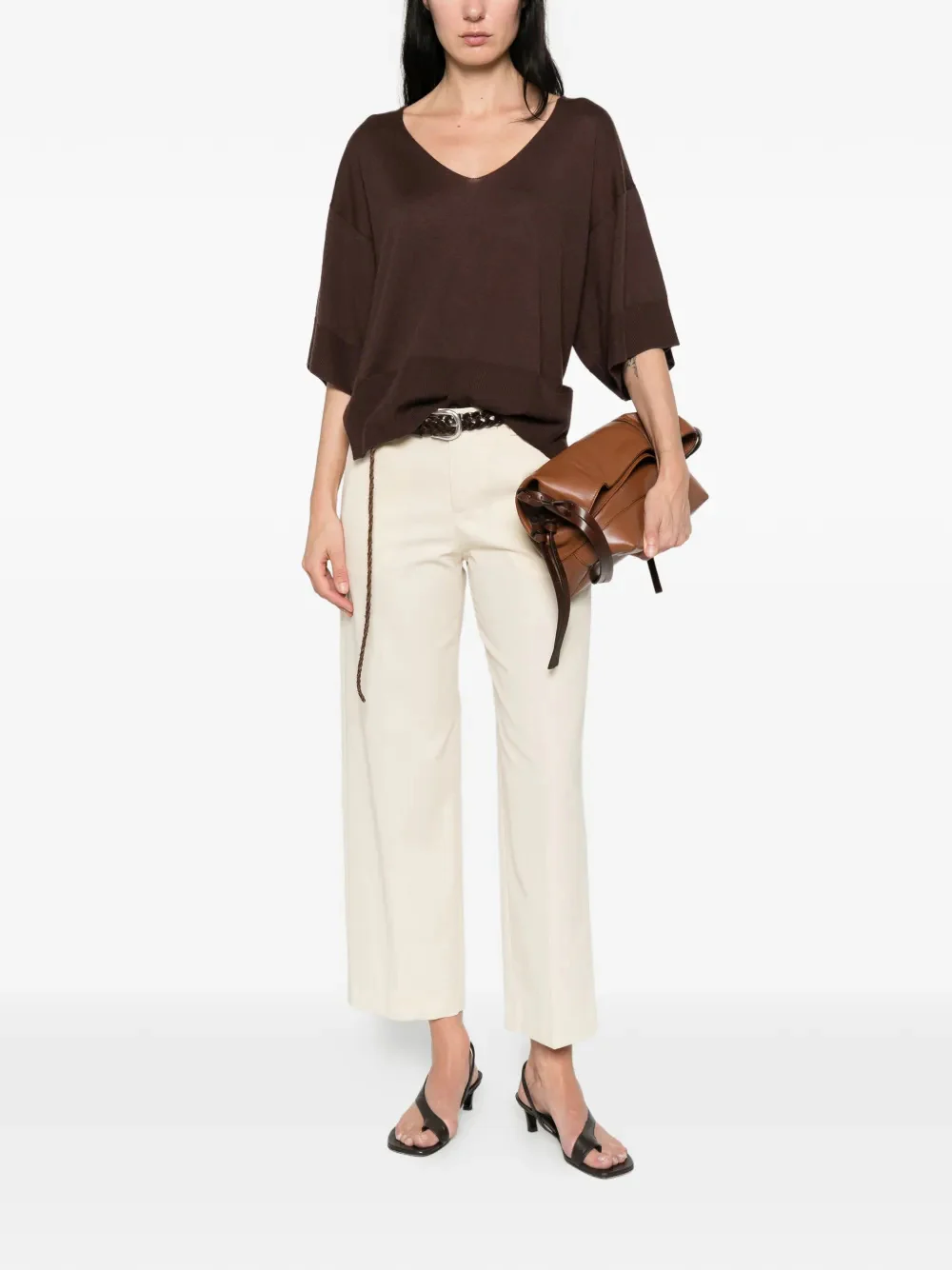 Pt Torino Cotton Trousers with Zip and Hook Closure for Women - Image 2