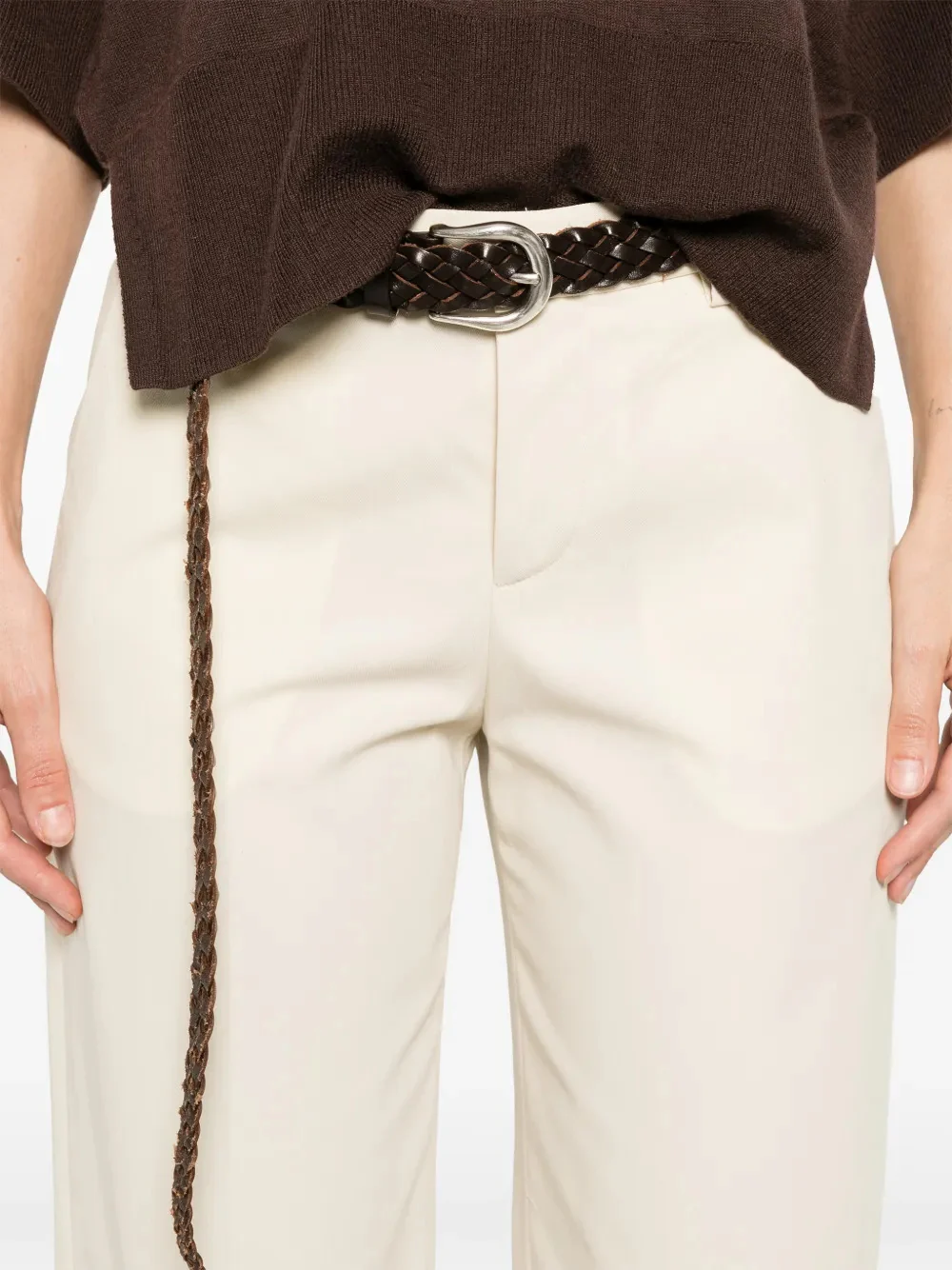 Pt Torino Cotton Trousers with Zip and Hook Closure for Women - Image 5