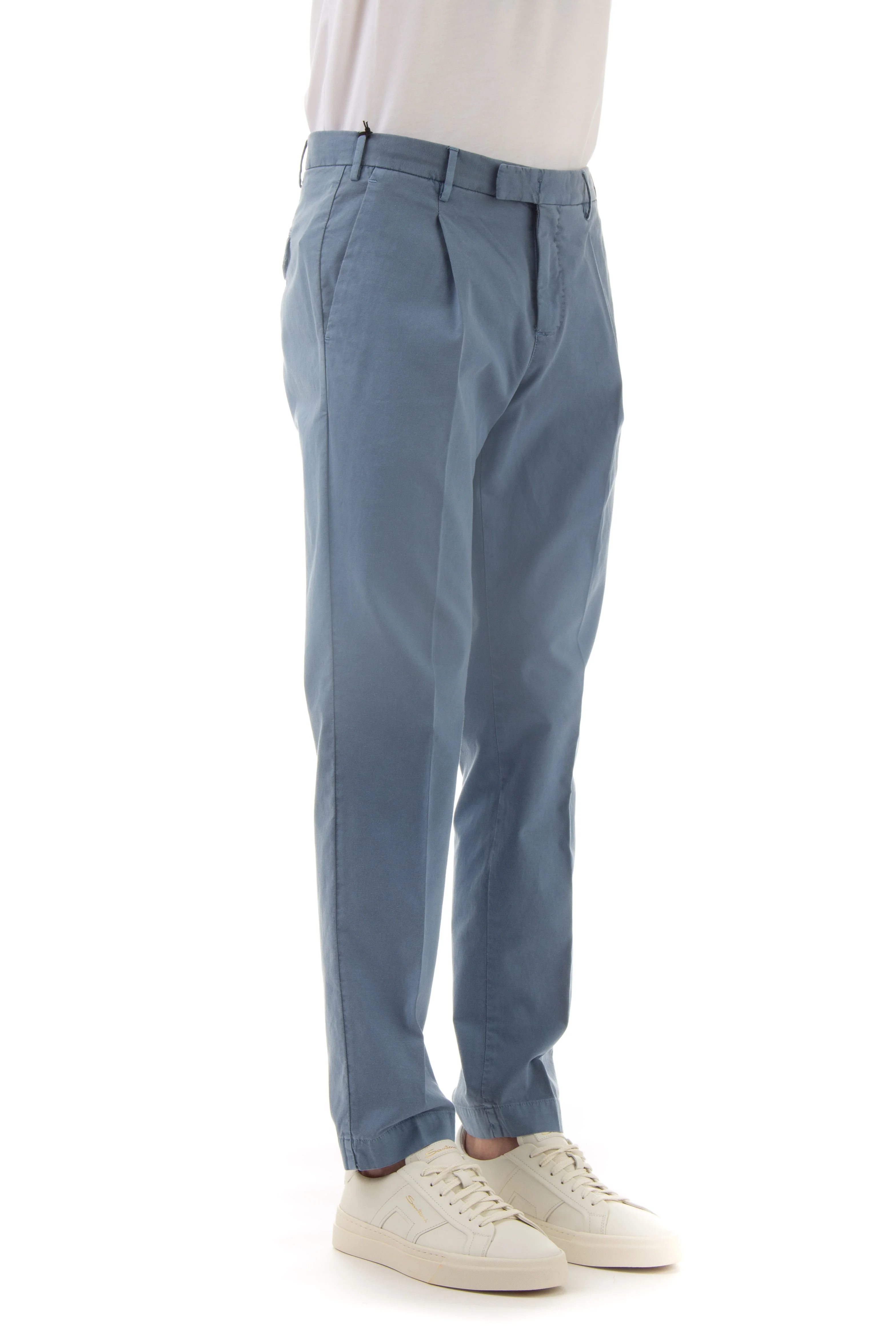 Pt Torino Men's Stretch Cotton Trousers with Mini Design