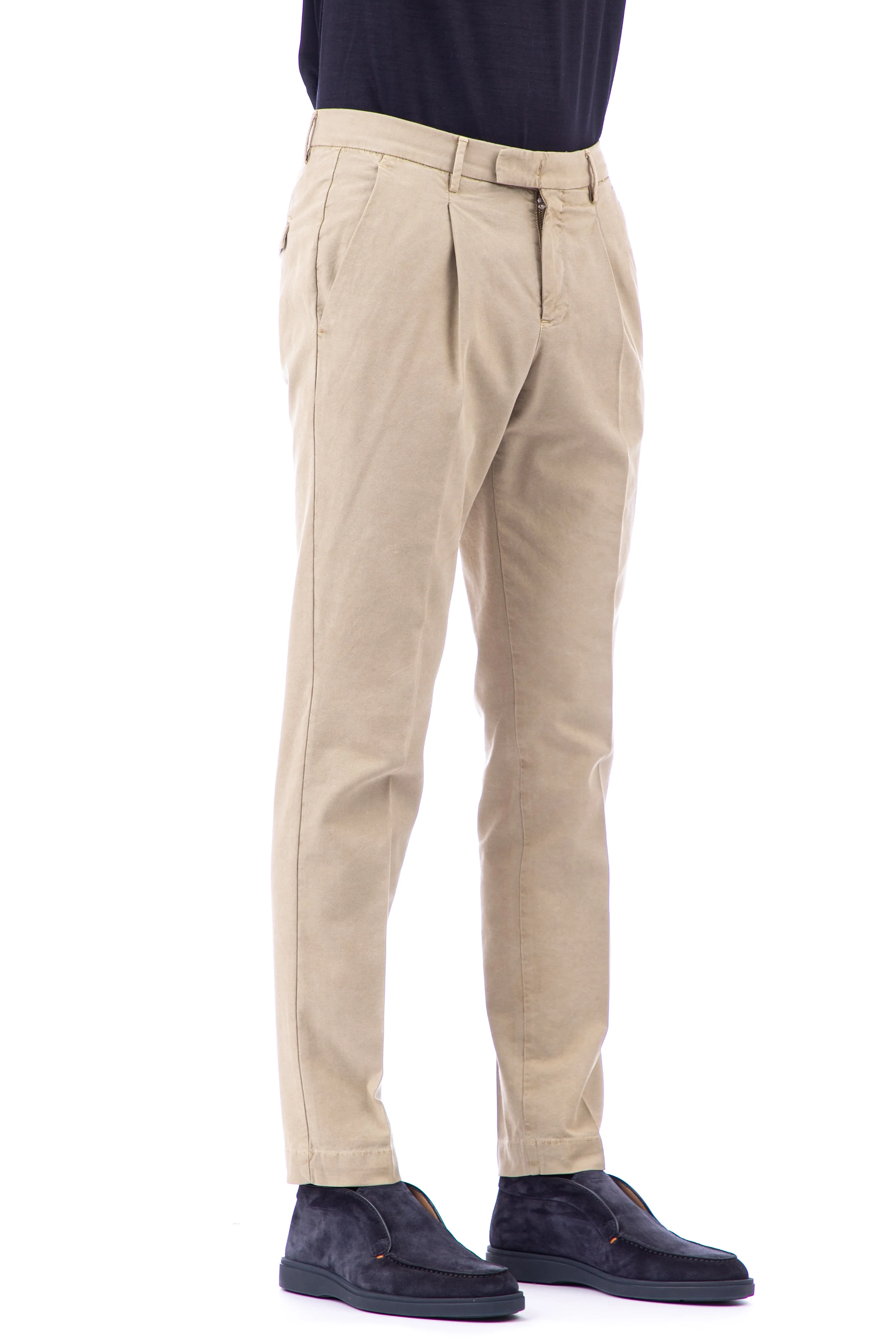 Pt Torino Men's Structured Trousers with Unique Pleat Design