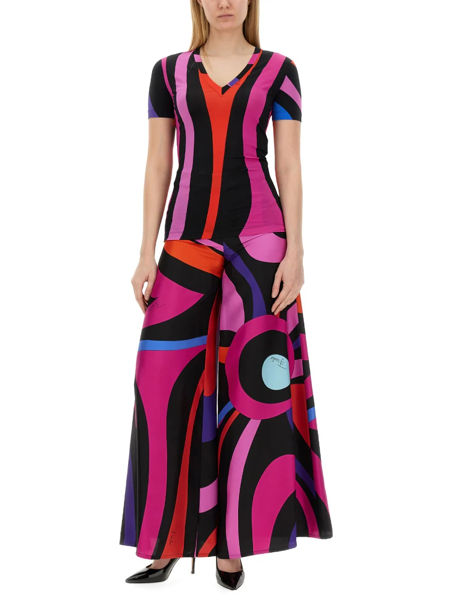 PUCCI Slim Fit V-neck Marble Print T-shirt - Image 2
