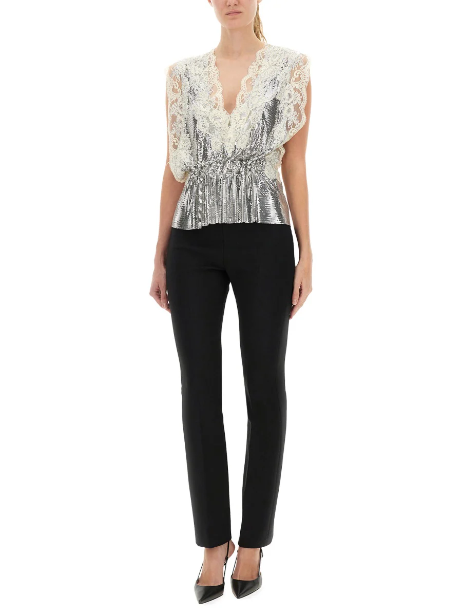 RABANNE Lace-insert Mesh Gathered-waist Top - Image 2
