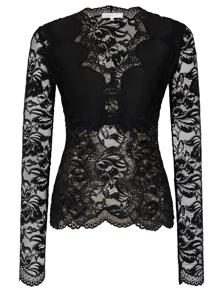 RABANNE Long-sleeve Top in Lace and Jersey