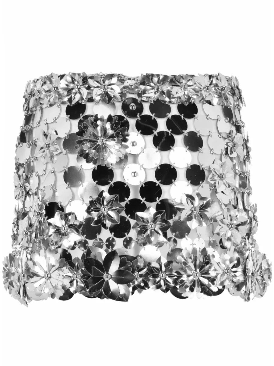 Rabanne Mini Skirt with Metallic Finish - Image 2