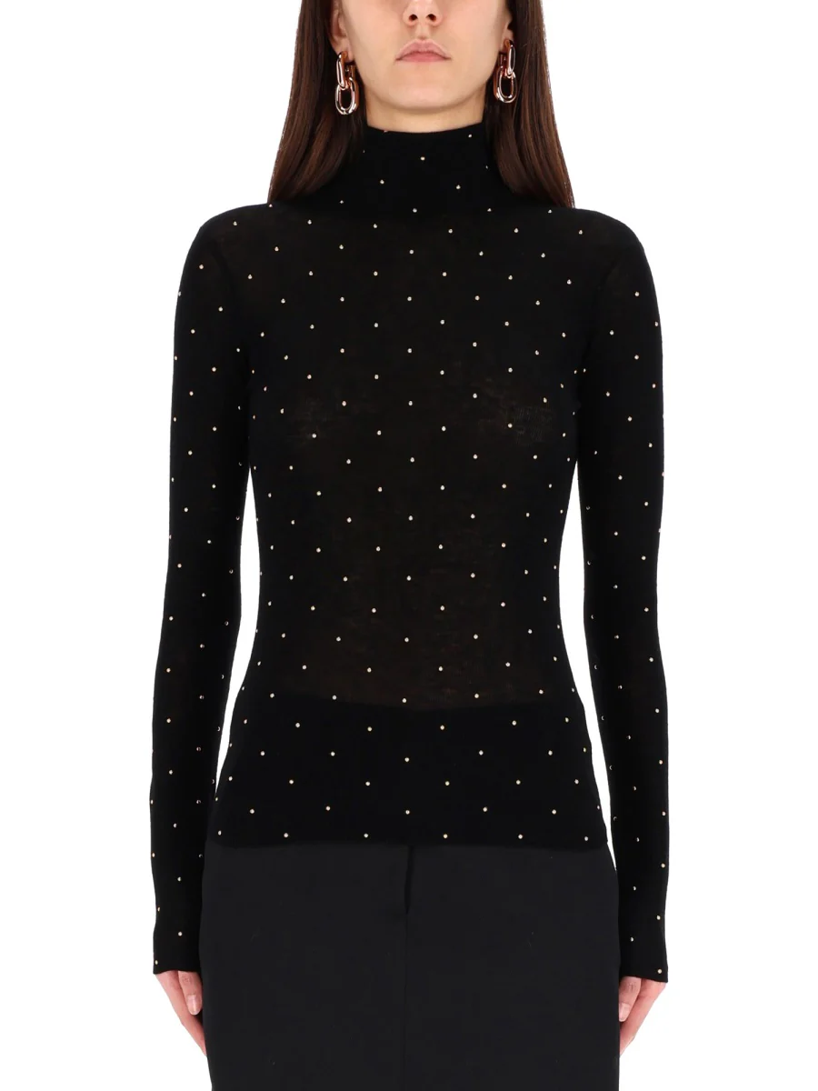 RABANNE Second-Skin Stud-Embellished Knitted Turtleneck Top - Image 5