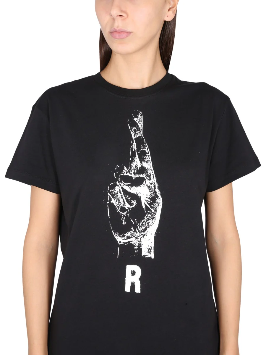 Raf Simons Crewneck T-Shirt with Statement Necklace for Women - Image 4