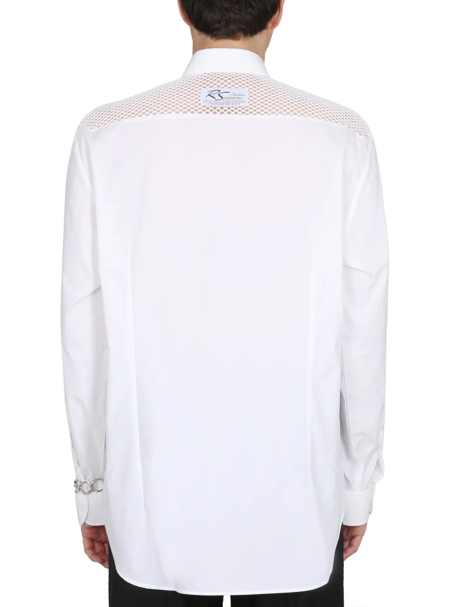RAF SIMONS Mesh-detail Cotton Shirt - Image 3