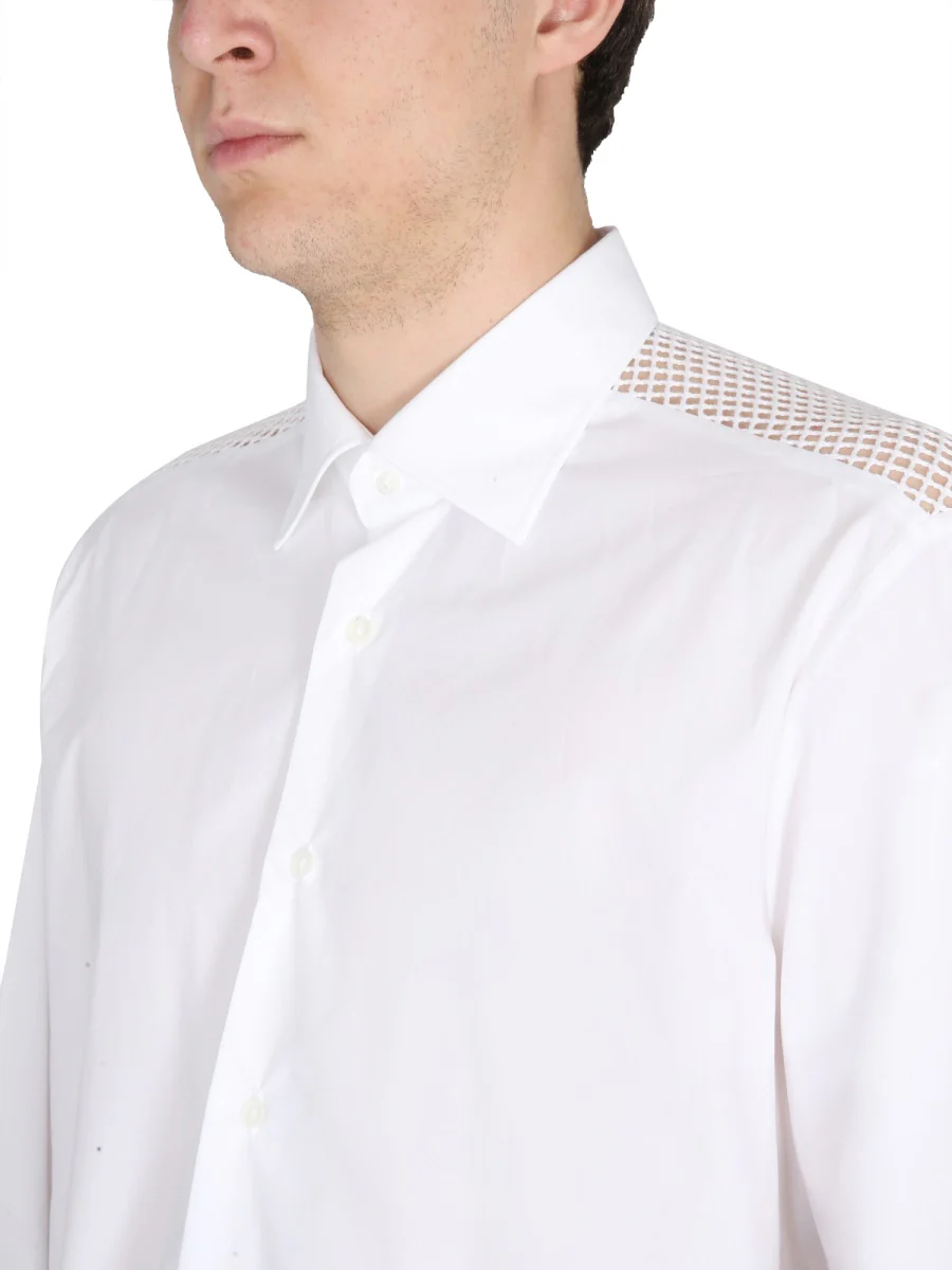 RAF SIMONS Mesh-detail Cotton Shirt - Image 4