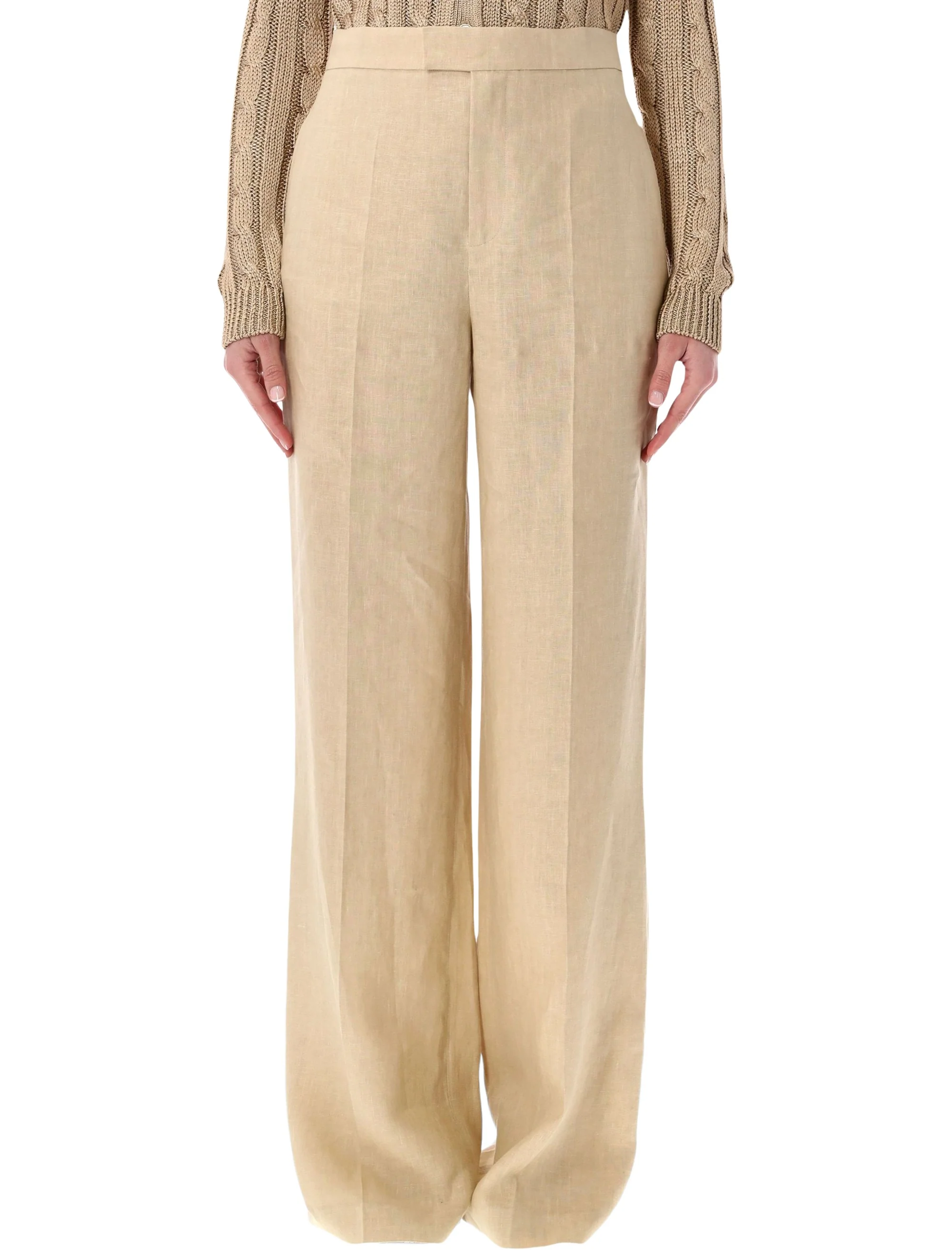 Ralph Lauren High-Waisted Linen Trousers - Size 4