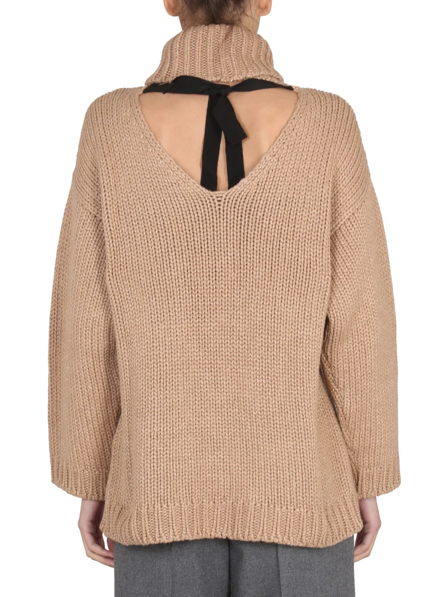 RED VALENTINO Wool and Lurex Blend Sweater - Image 3