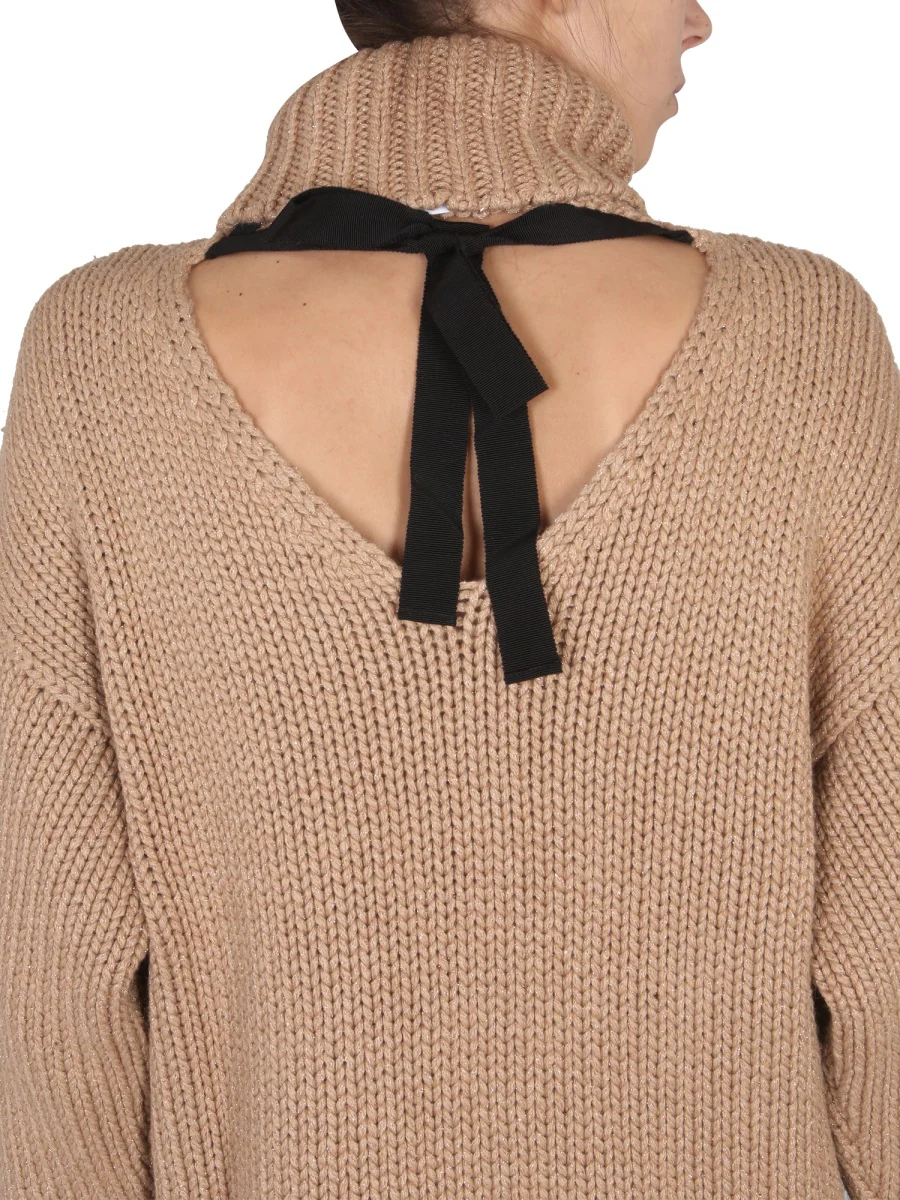 RED VALENTINO Wool and Lurex Blend Sweater - Image 4