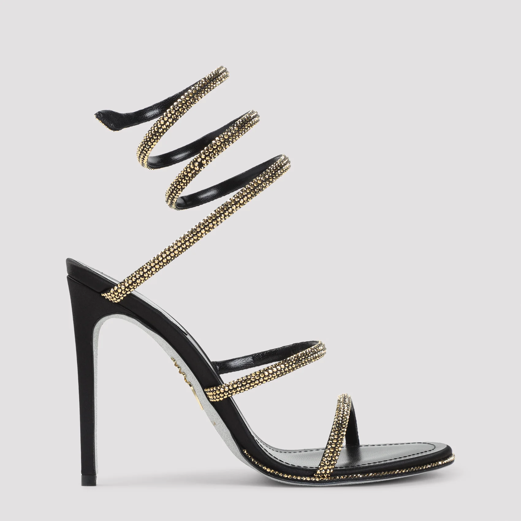 Rene` Caovilla Elegant High-Heel Sandal with Strass Embellishments - 10.5cm
