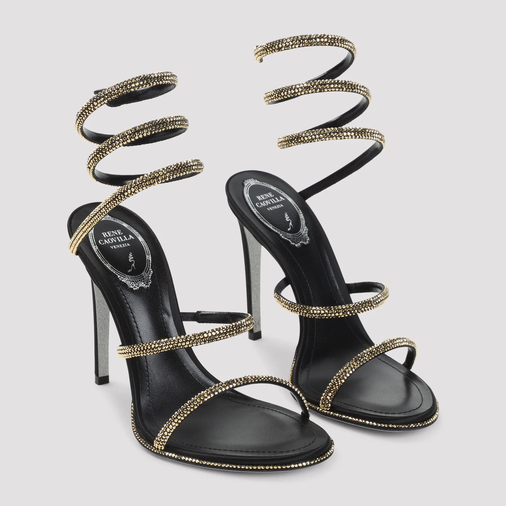 Rene` Caovilla Elegant High-Heel Sandal with Strass Embellishments - 10.5cm - Image 5