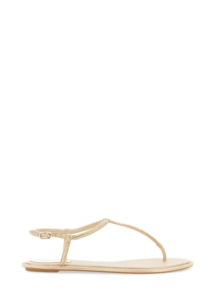 Rene` Caovilla RENE CAOVILLA Diana Thong Sandals in Rhinestone-embellished Satin