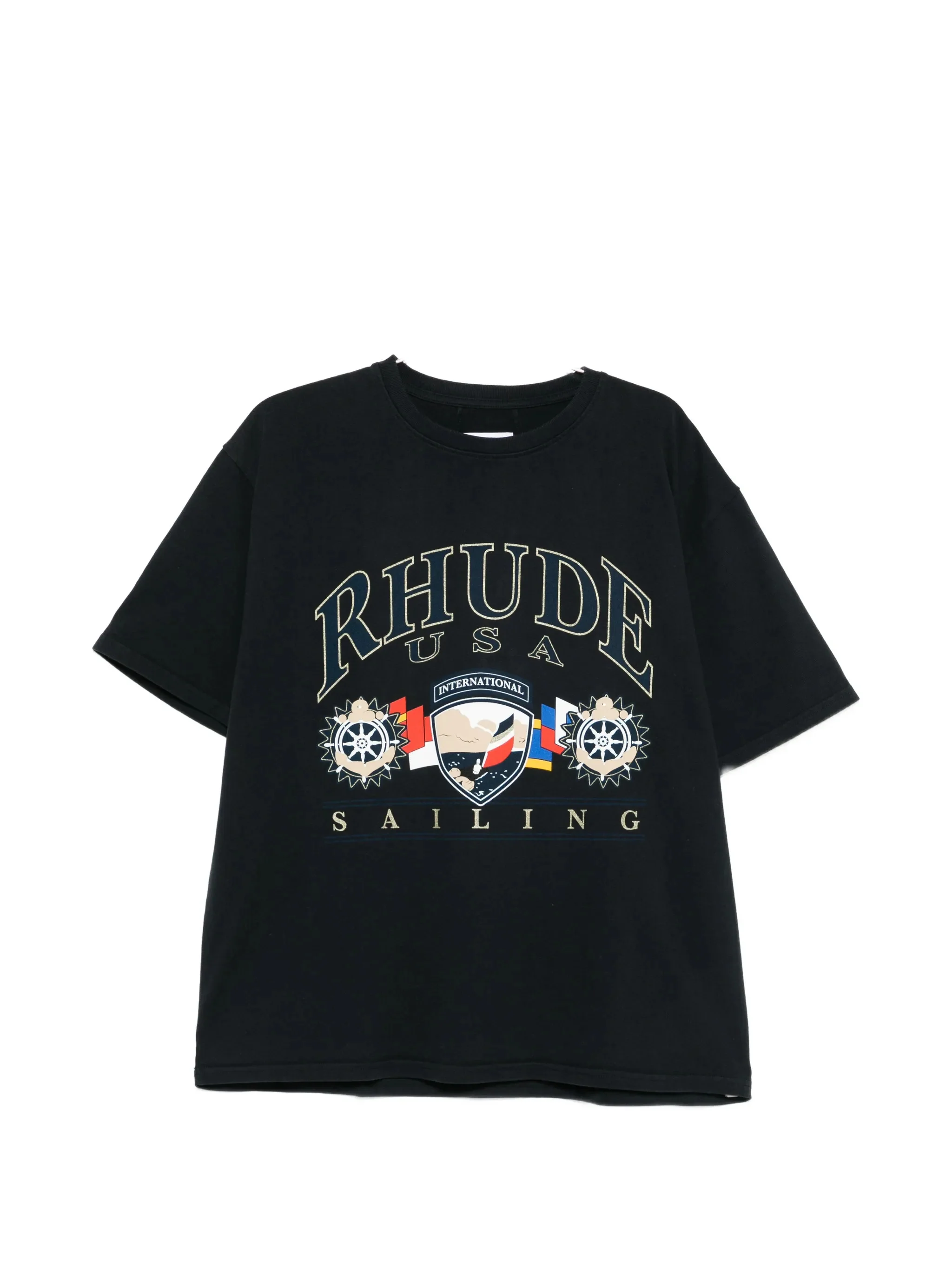 Rhude Cotton Graphic Tee with Printed Front Panel - Size M