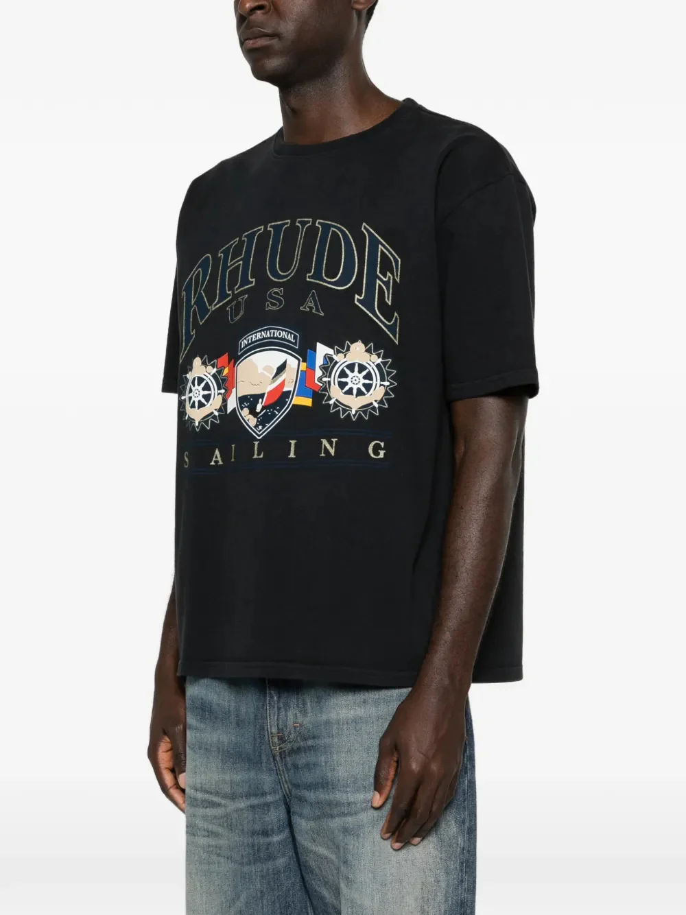 Rhude Cotton Graphic Tee with Printed Front Panel - Size M - Image 3