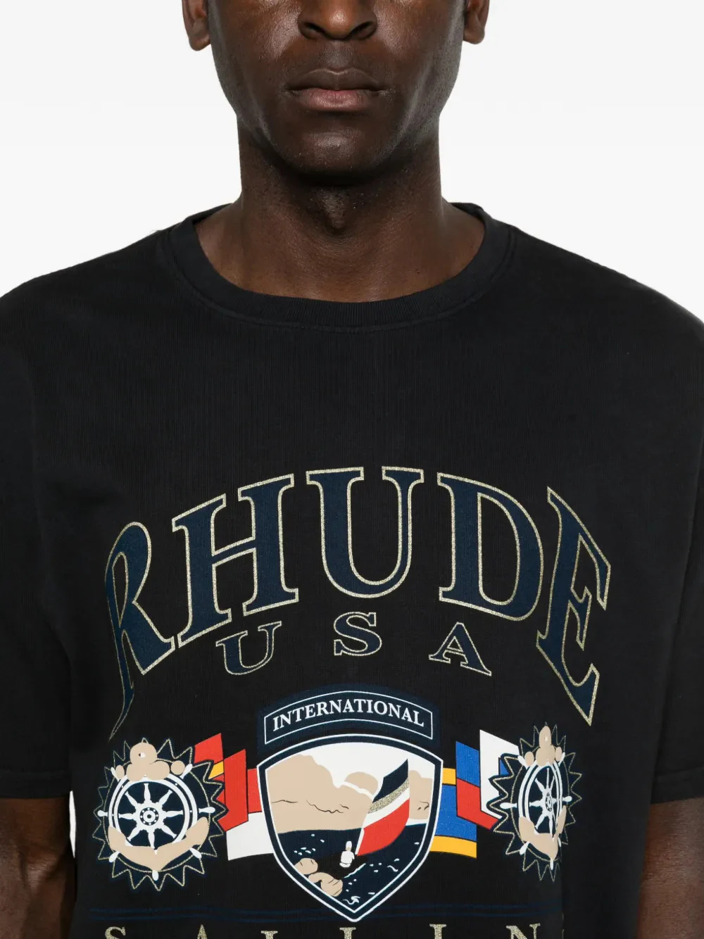 Rhude Cotton Graphic Tee with Printed Front Panel - Size M - Image 5