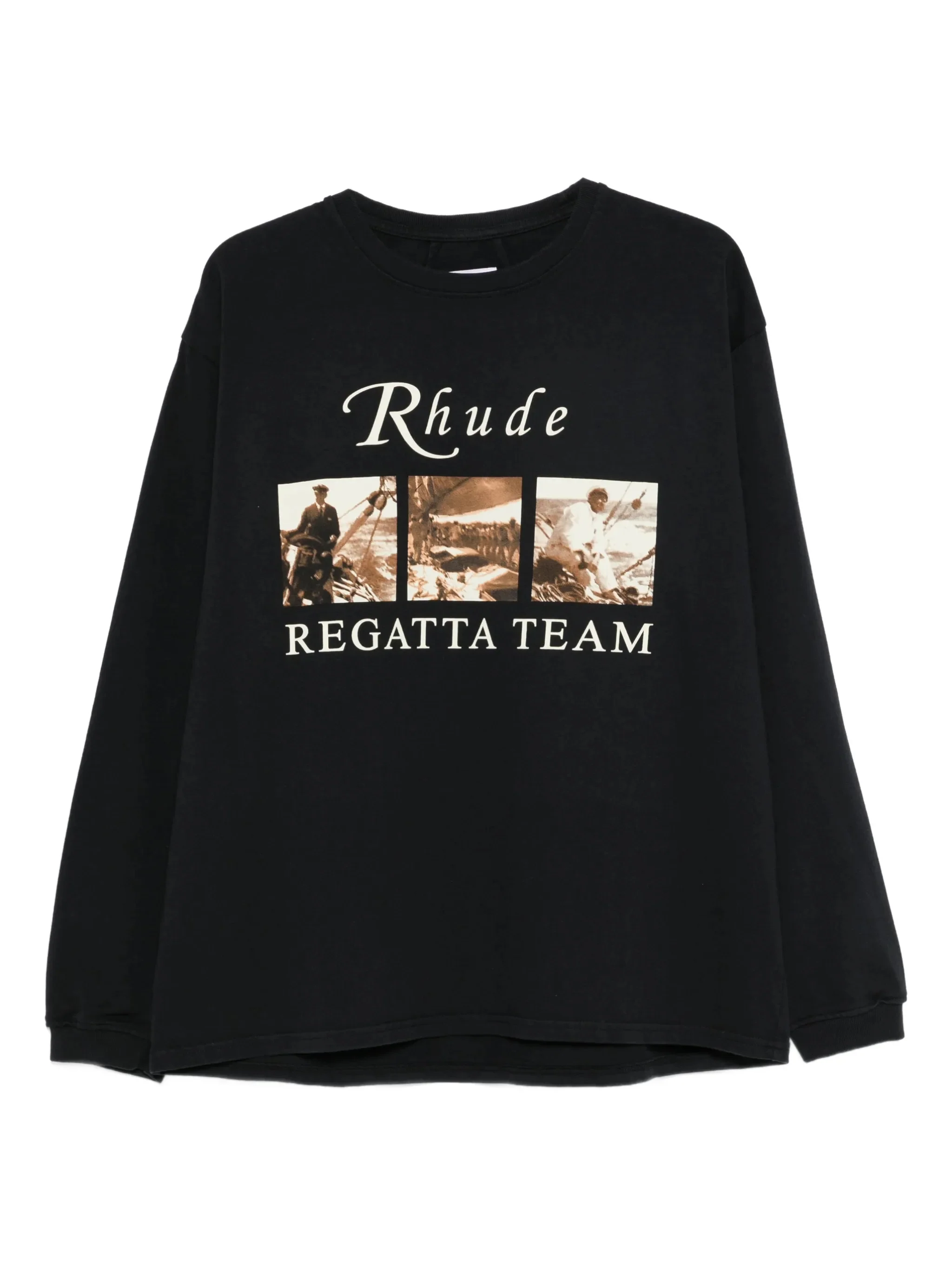 Rhude Ribbed Collar and Cuffs Long Sleeve Tee - Size M