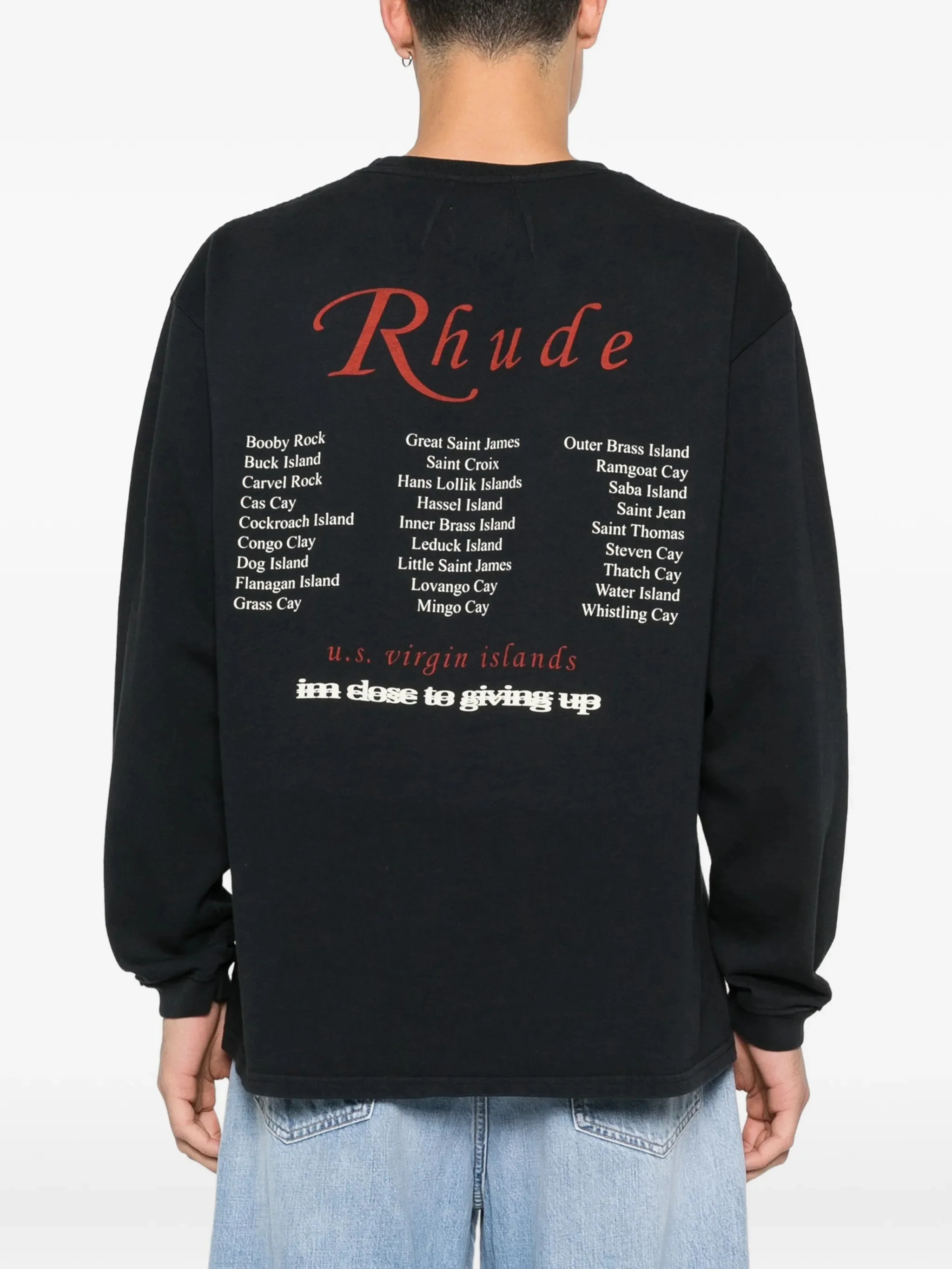Rhude Ribbed Collar and Cuffs Long Sleeve Tee - Size M - Image 4