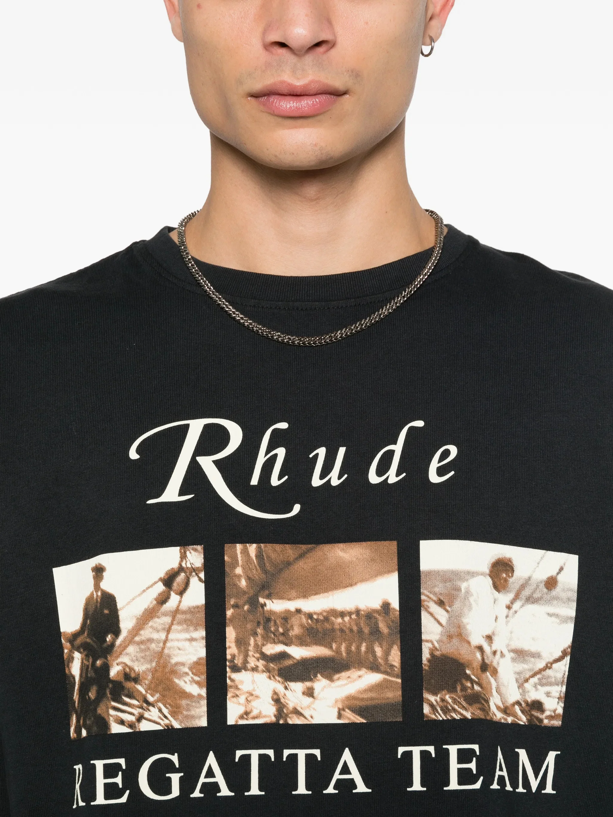 Rhude Ribbed Collar and Cuffs Long Sleeve Tee - Size M - Image 5