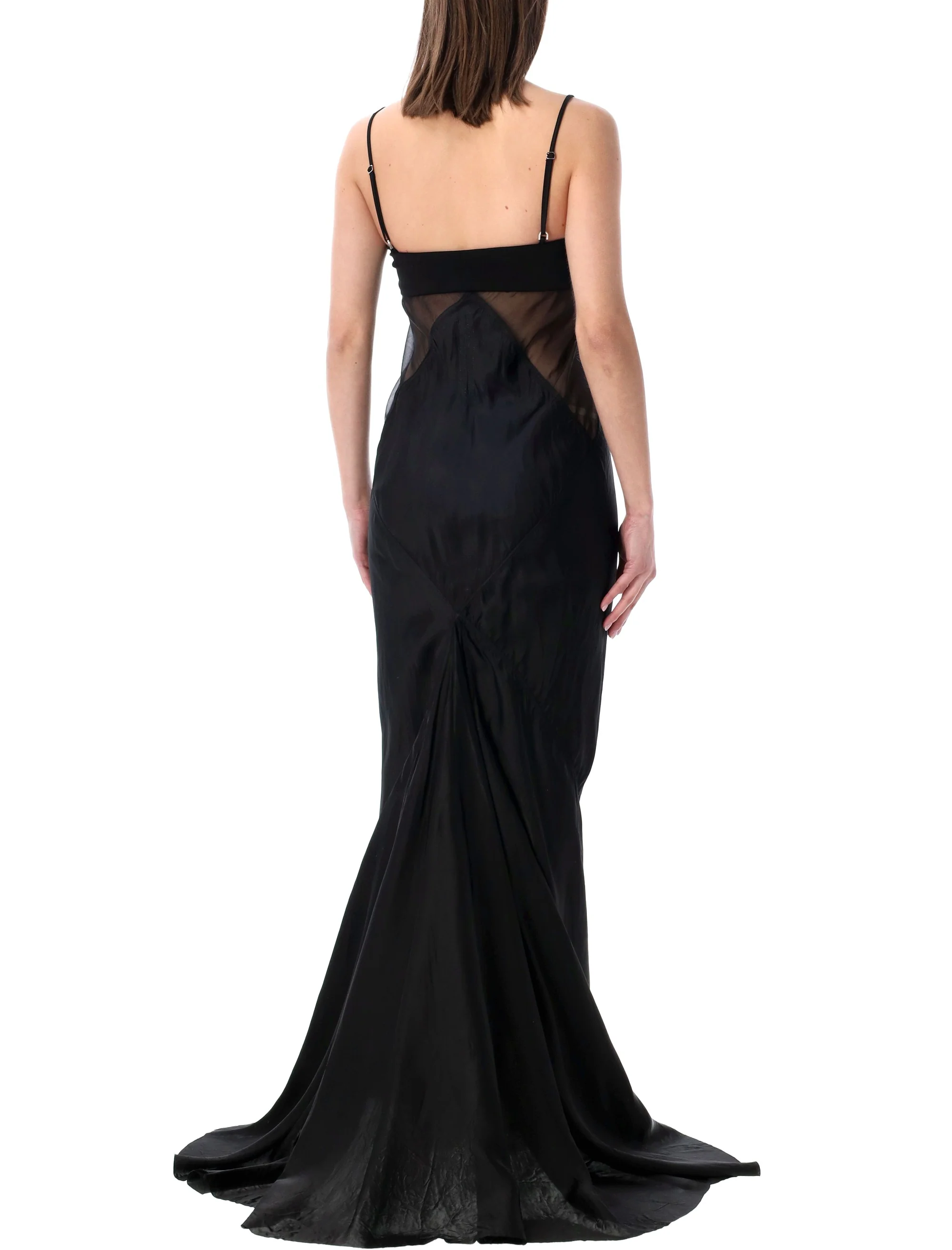 Rick Owens Combo Slip Gown Long Dress in Satin and Chiffon - Image 2