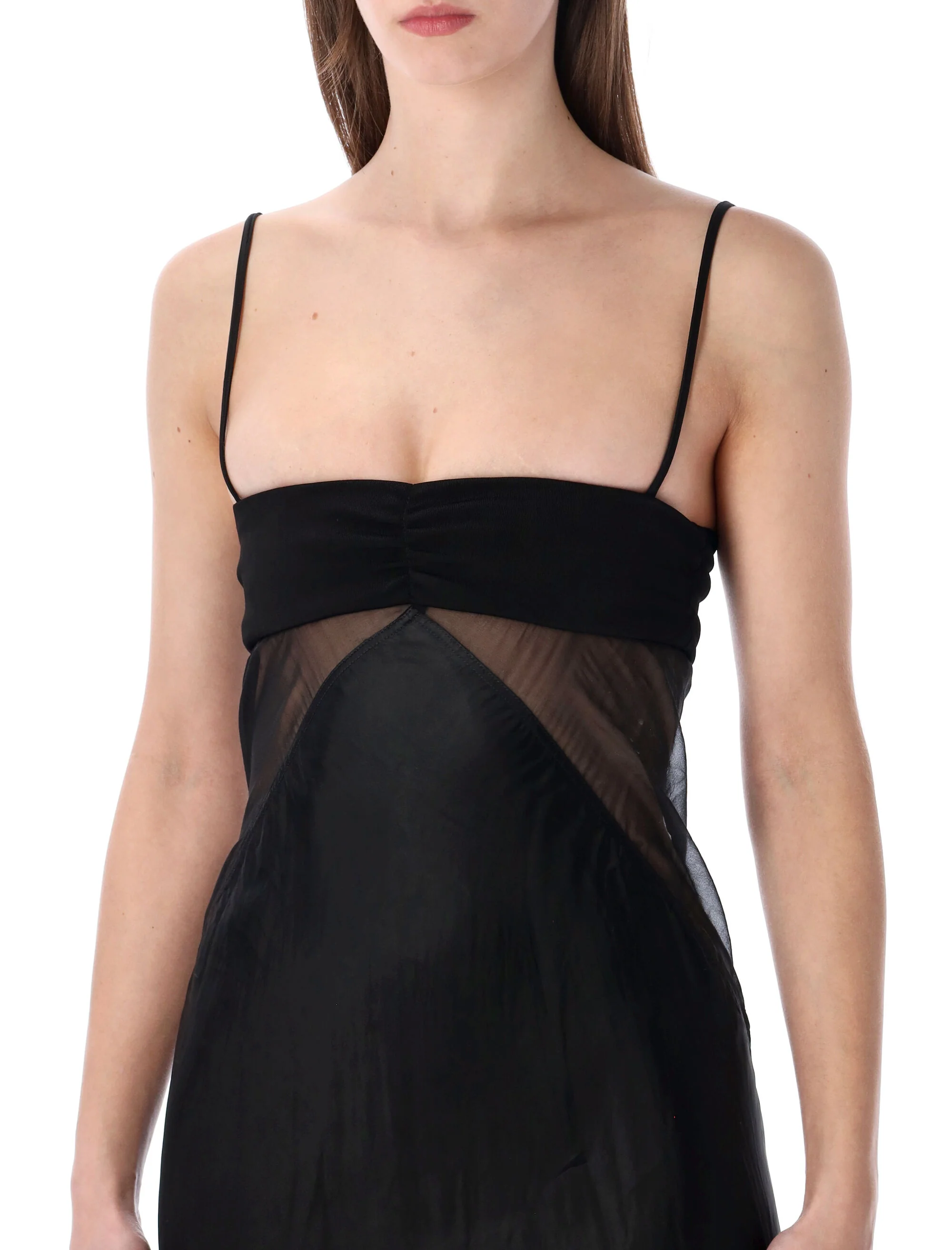 Rick Owens Combo Slip Gown Long Dress in Satin and Chiffon - Image 3