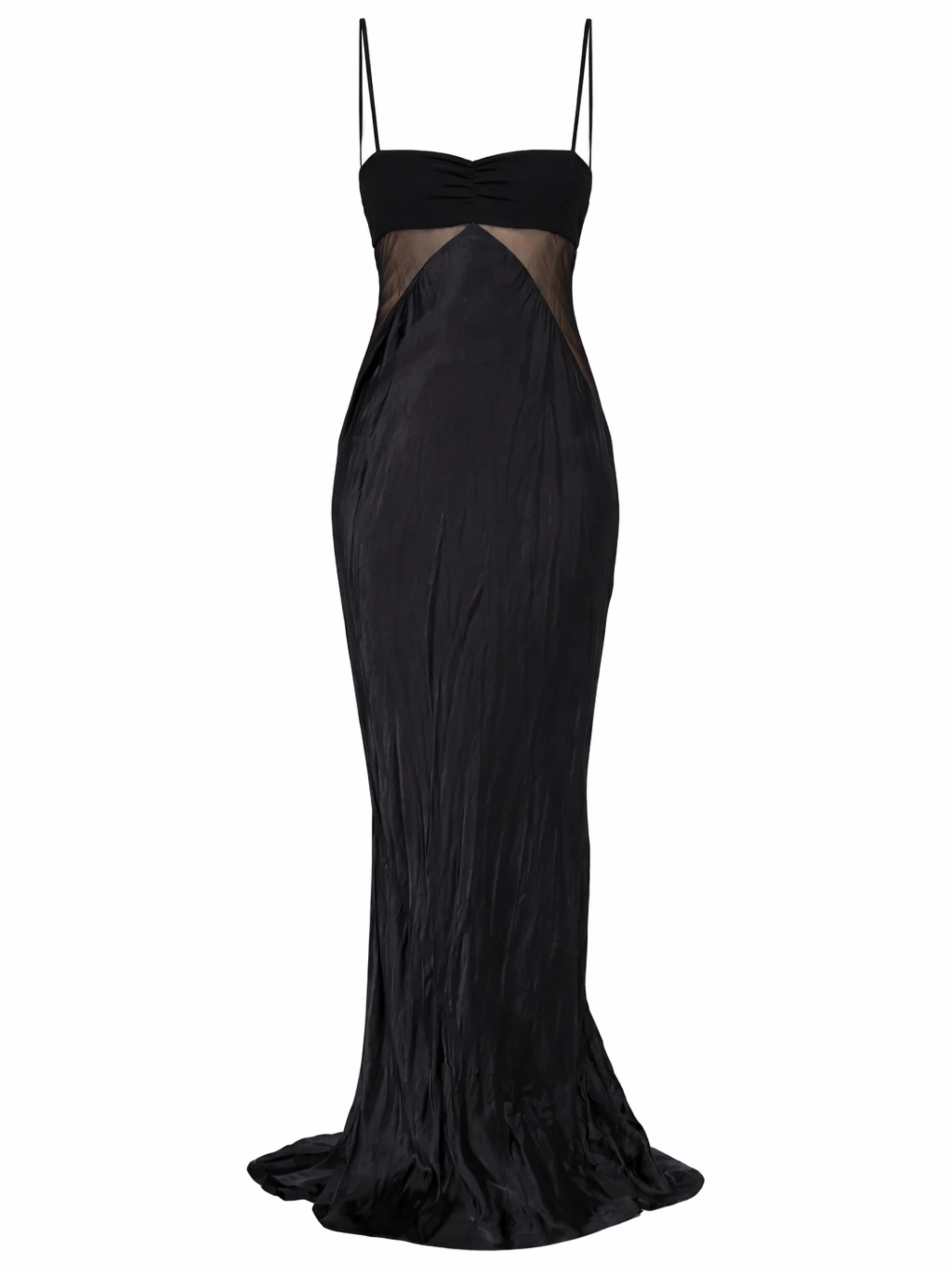 Rick Owens Combo Slip Gown Long Dress in Satin and Chiffon - Image 4