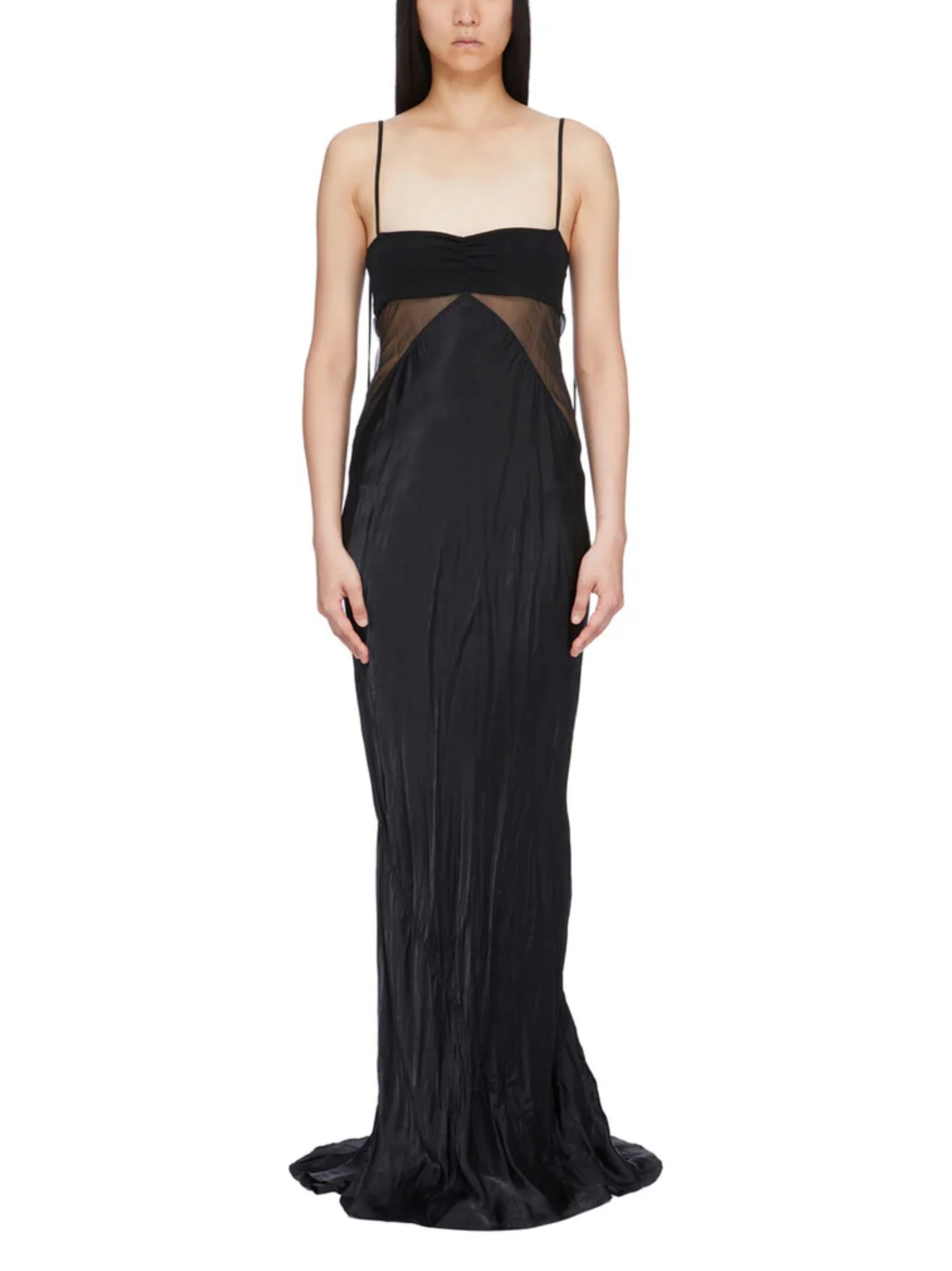 Rick Owens Combo Slip Gown Long Dress in Satin and Chiffon - Image 5