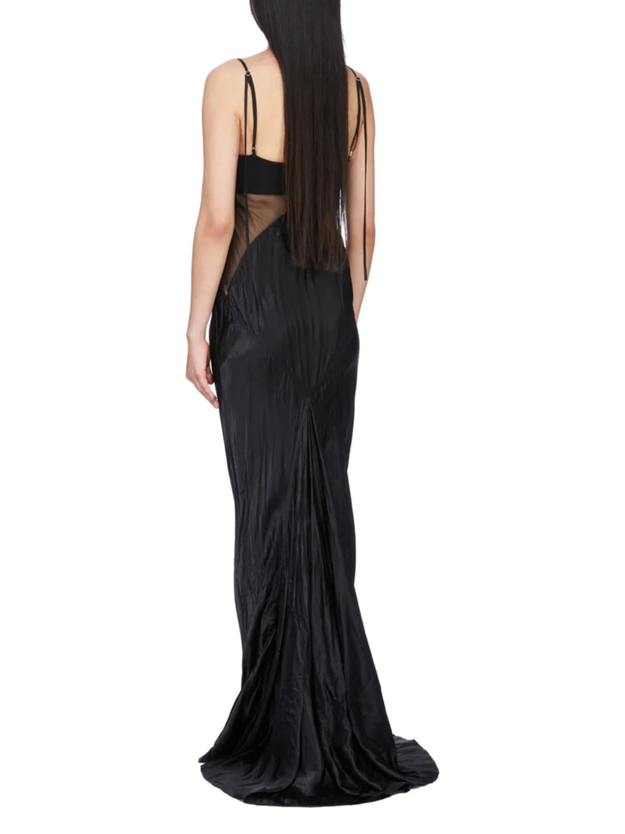 Rick Owens Combo Slip Gown Long Dress in Satin and Chiffon - Image 6