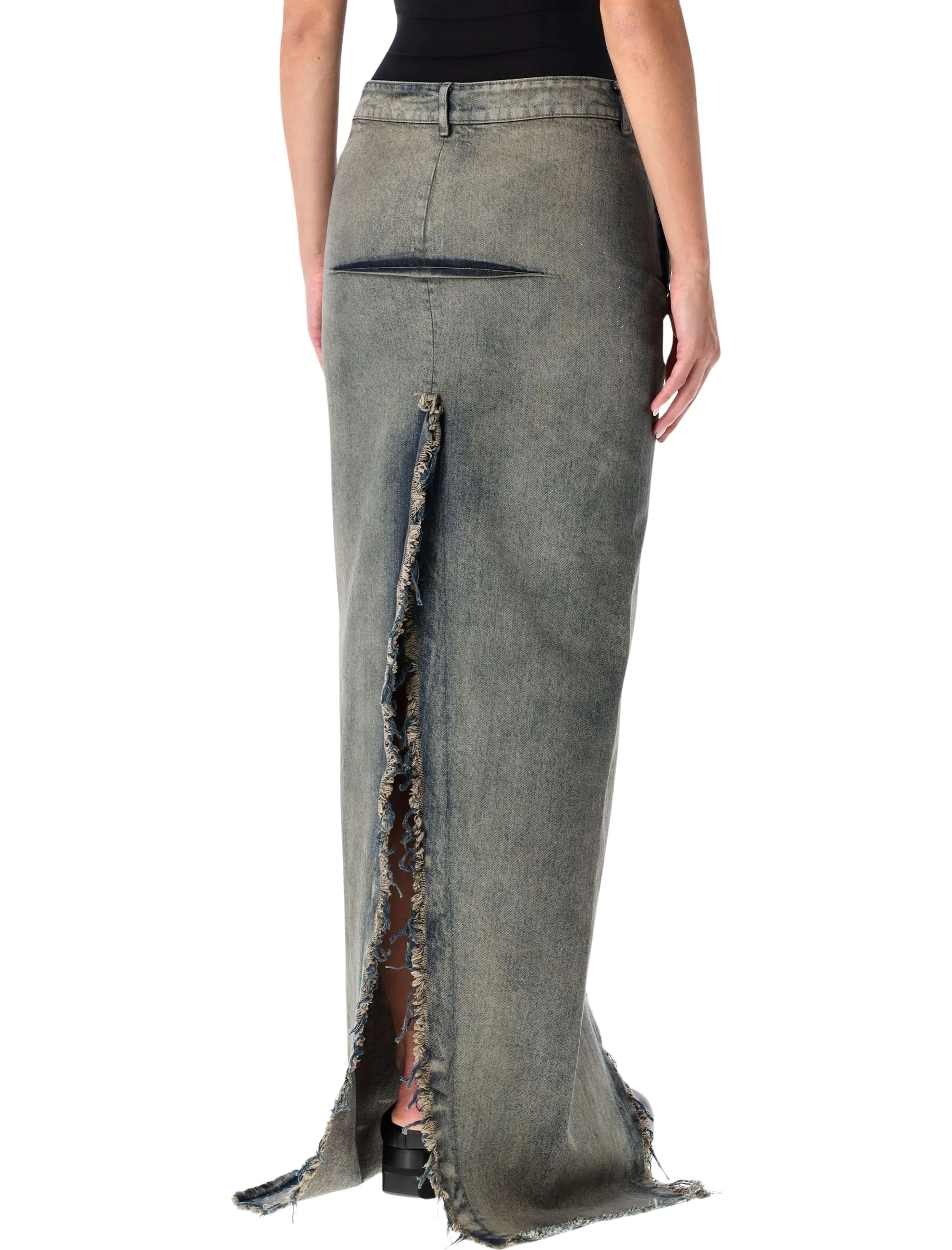 Rick Owens Concordians Runway Sliced Denim Maxi Skirt - Image 2