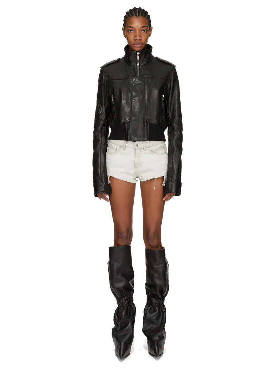 Rick Owens Cotton Mini Shorts with Zip and Button Closure for Women