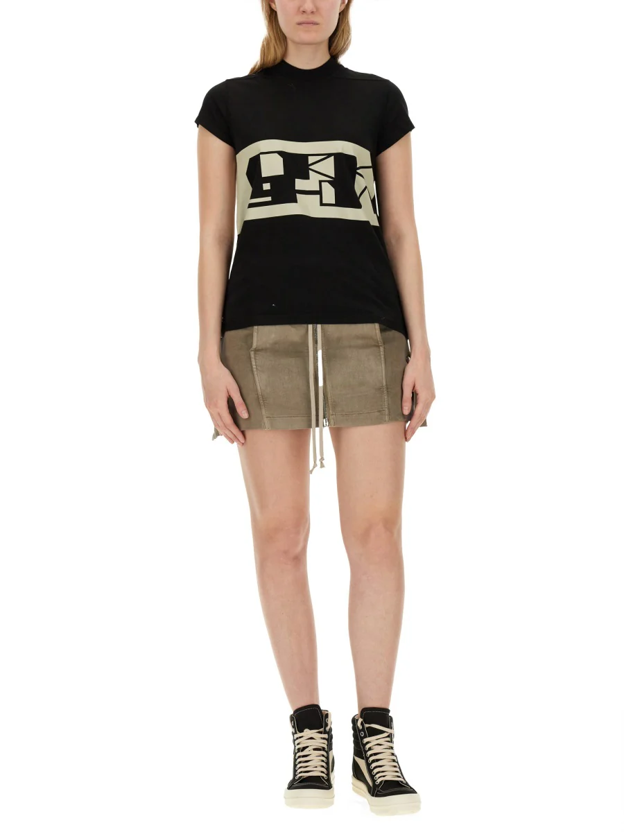 RICK OWENS DRKSHDW COTTON DENIM MINI LIDO SKIRT - Image 2