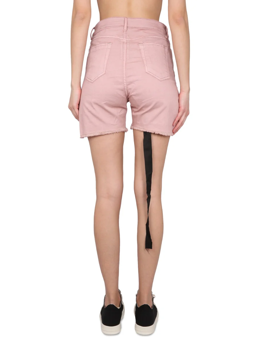 RICK OWENS DRKSHDW Distressed High-rise Denim Shorts - Image 4