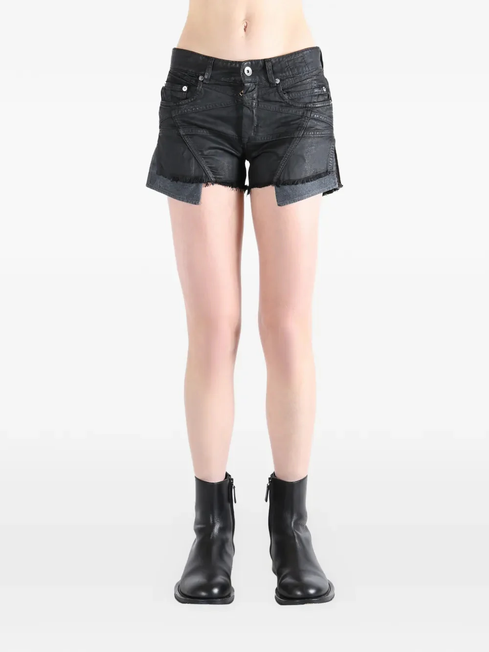 Rick Owens Drkshdw Front Button Mini Shorts with Zipper Closure - Size 26 - Image 2