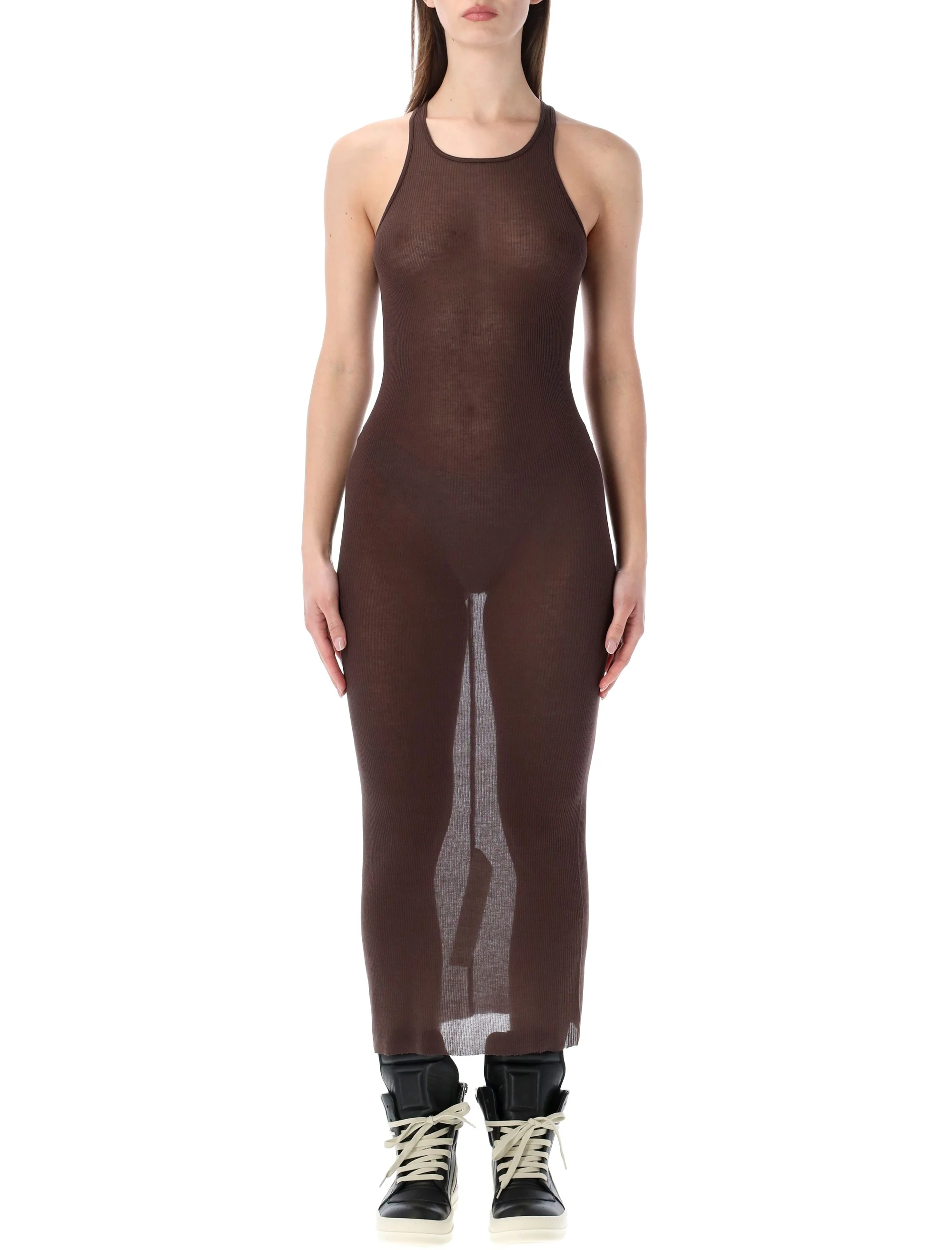 Rick Owens Fitted Ribbed Long Dress - Size 40
