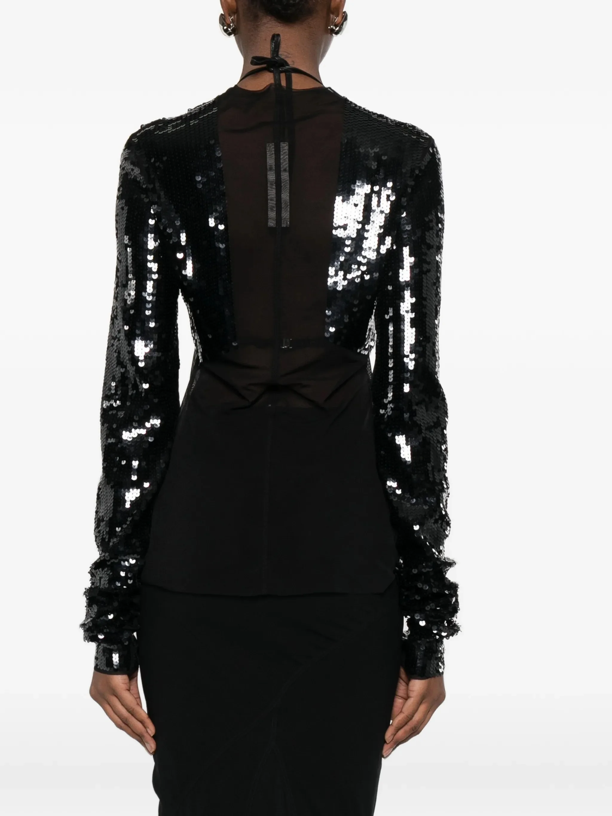 Rick Owens Long-Sleeved Top with Sequin Details on Sleeves - Image 3