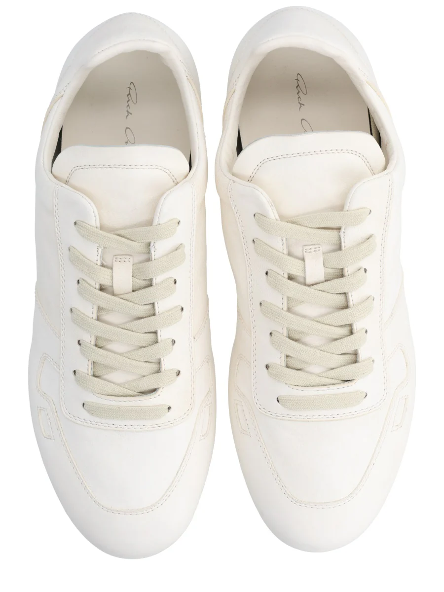 RICK OWENS Low Top Sneakers with Front Lace-Up Closure and Rubber Sole in Leather Man - Image 6