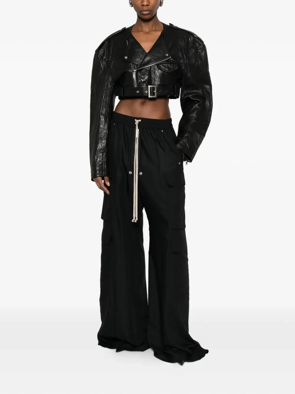 Rick Owens Reimagined Leather Jacket with Adjustable Belt - Image 2