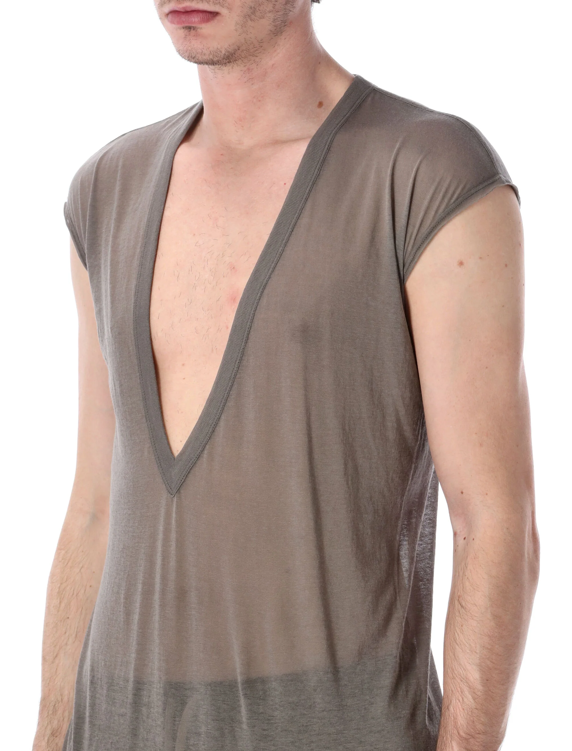 Rick Owens Relaxed Fit Deep V Cotton T-Shirt - Size M - Image 3