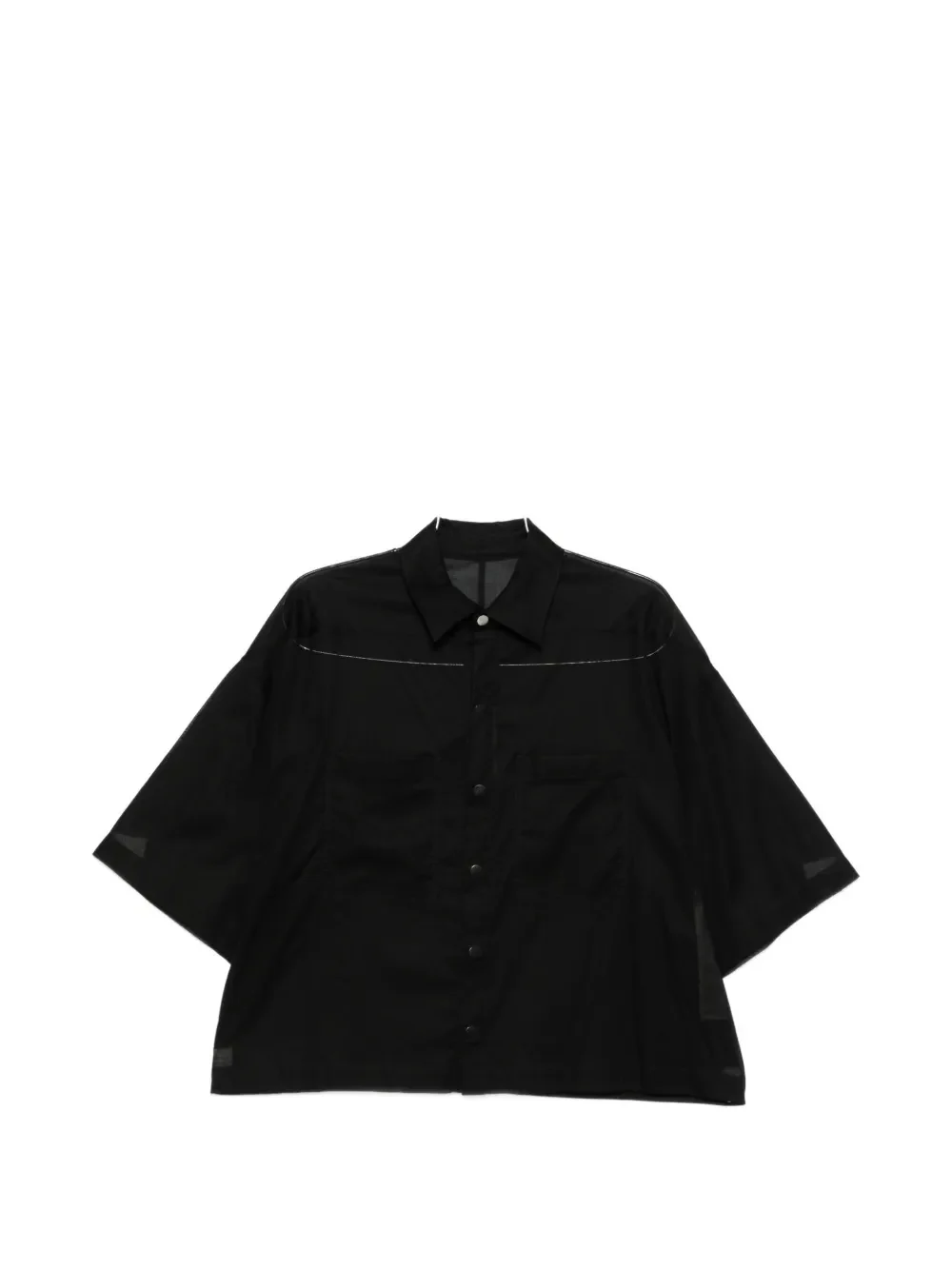 Rick Owens Short-Sleeved Cotton Shirt with Chest Pockets