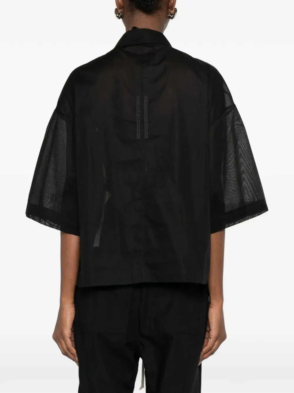 Rick Owens Short-Sleeved Cotton Shirt with Chest Pockets - Image 4
