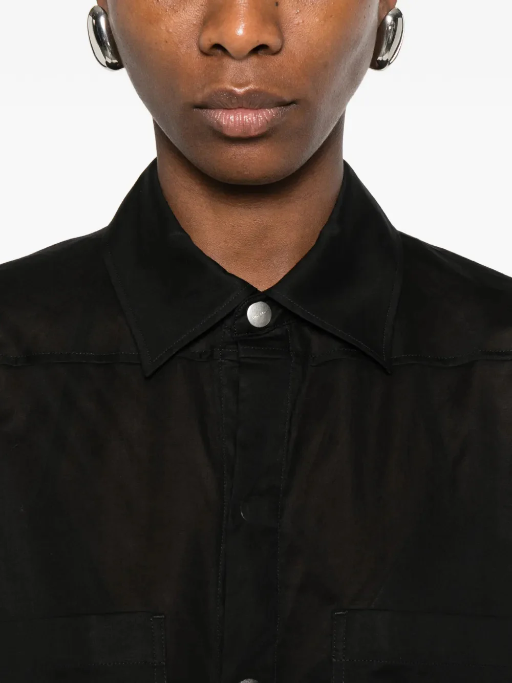 Rick Owens Short-Sleeved Cotton Shirt with Chest Pockets - Image 5