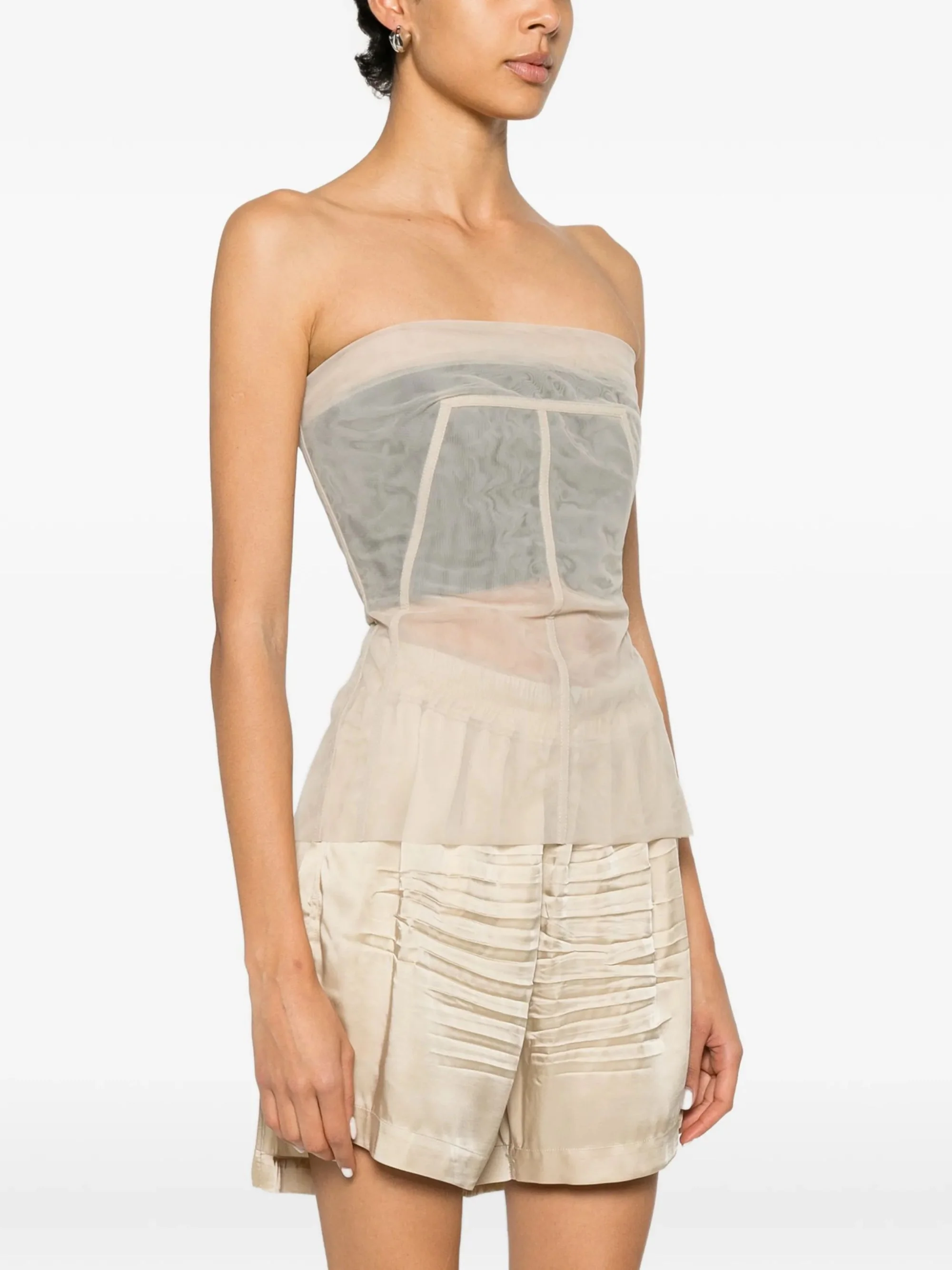 Rick Owens Strapless Mini Top with Tonal Stitching - Image 2