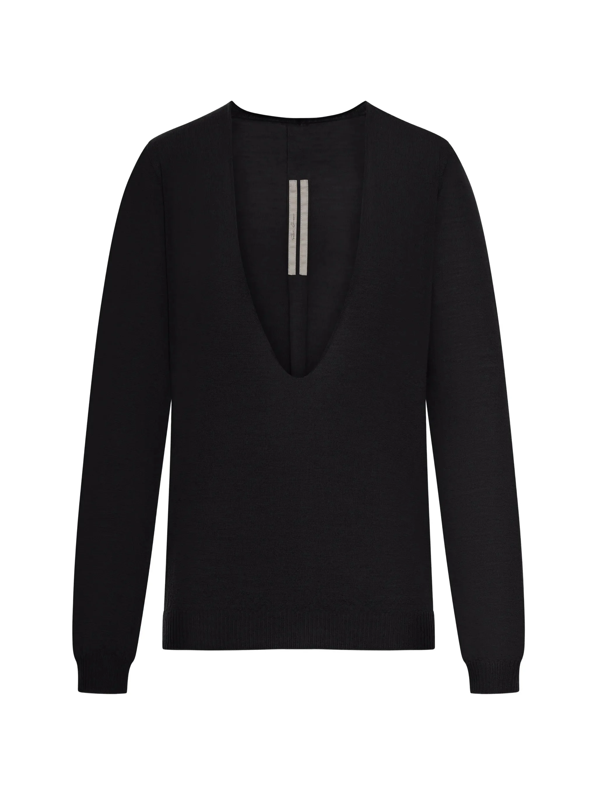 Rick Owens V Neck Sweater with Ribbed Hem and Cuffs - Size S