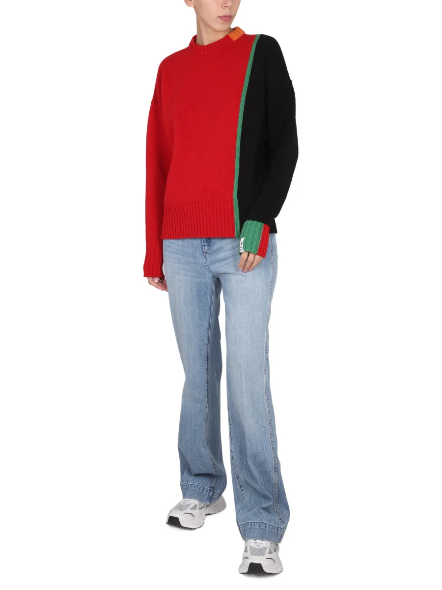 Right For Cross-Neck Multicolor Mesh Sweater - Image 2