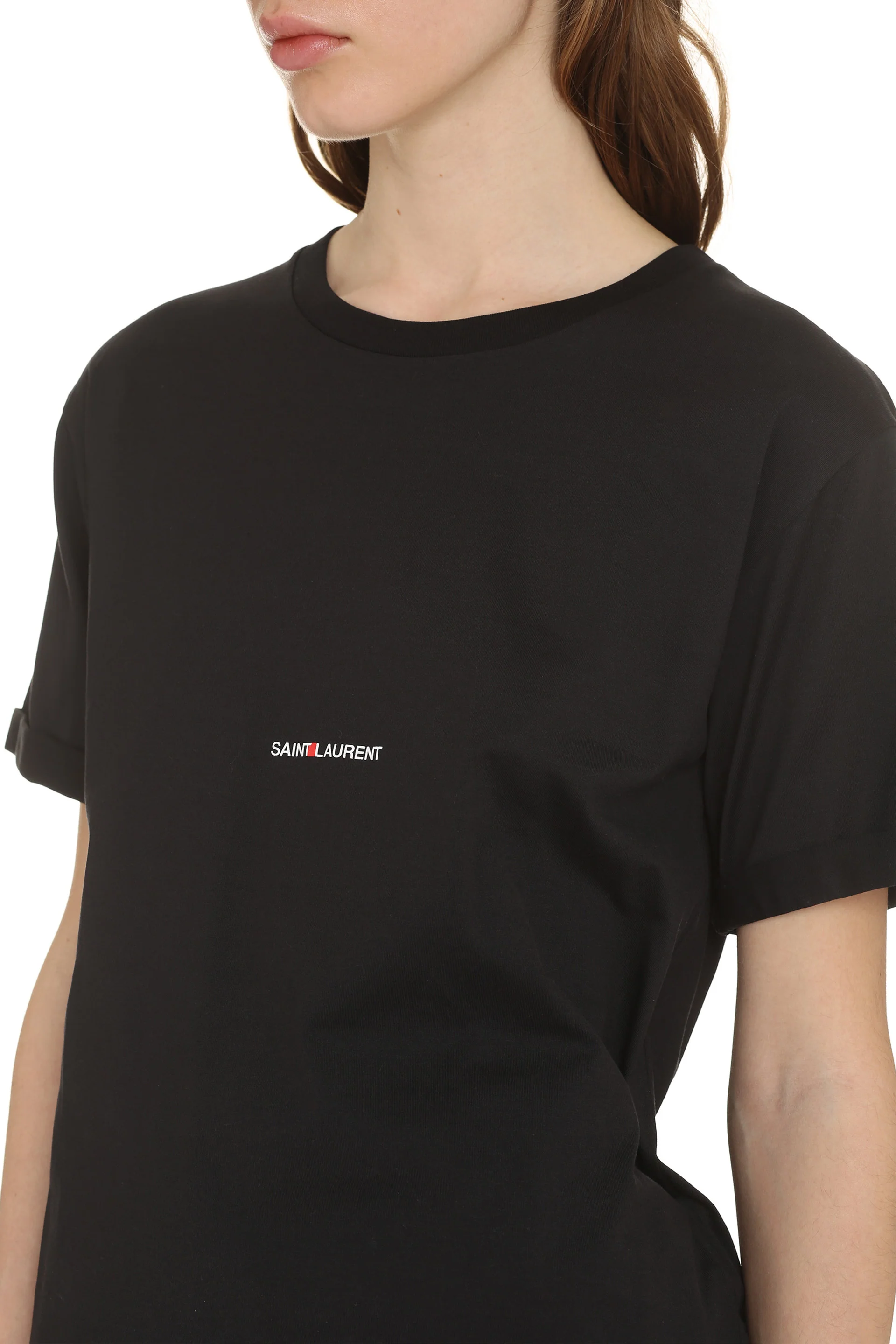 RIVE GAUCHE T-SHIRT CLASSIC-FIT ROUND-NECK T-SHIRT MADE with ORGANIC COTTON, FEATURING the SAINT LAURENT LOGO PRINTED on the CHEST - Image 5