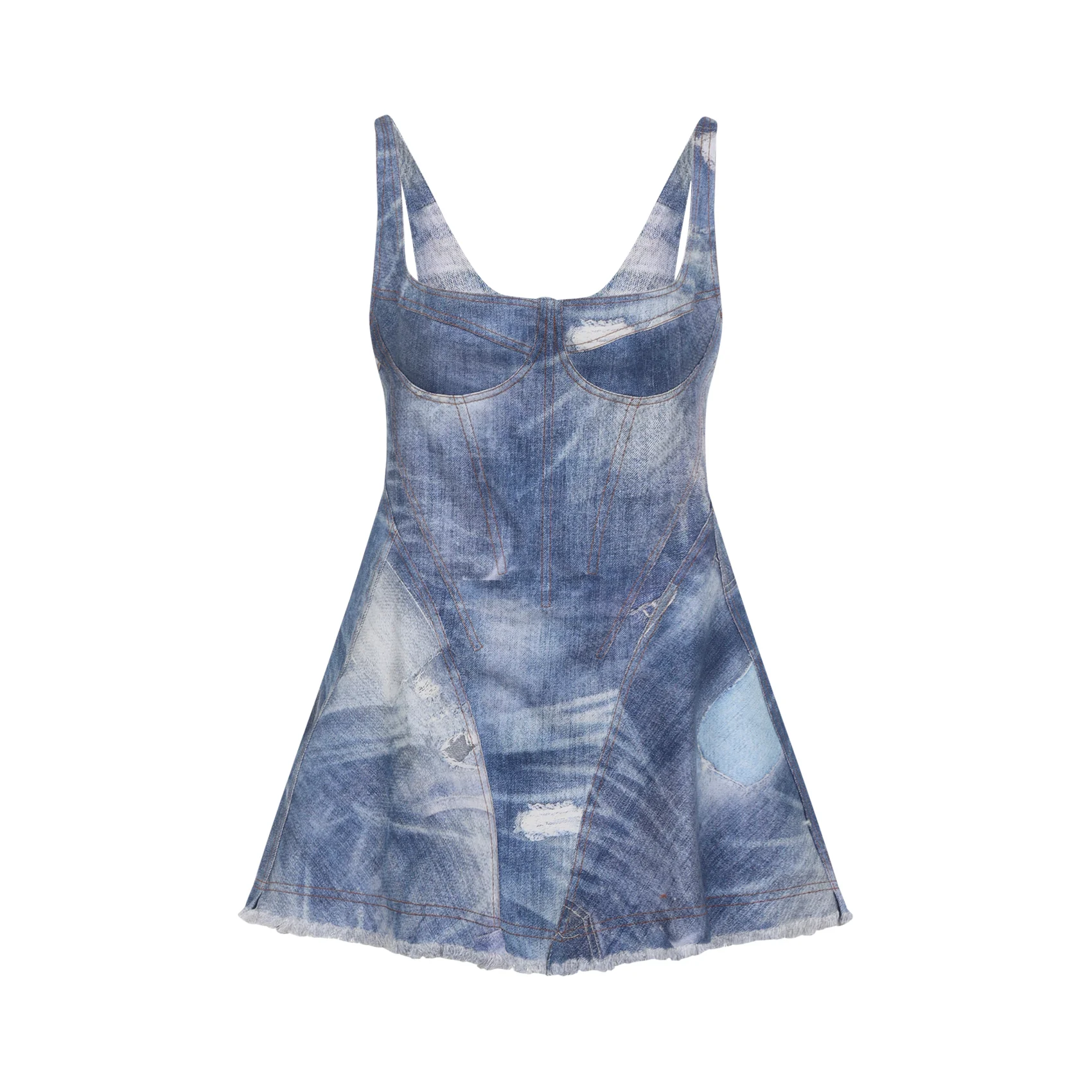 Roberto Cavalli Frayed Cotton Mini Dress - Image 7